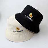 Reversible bucket hat - vissershoedje - avocado - beige/zwart - zonnehoed - omkeerbaar