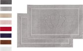 Komfortec Badmat Set - 2 stuks - 50x80 cm - 100% Katoen - Zachte en Absorberende Douchemat - Zilvergrijs