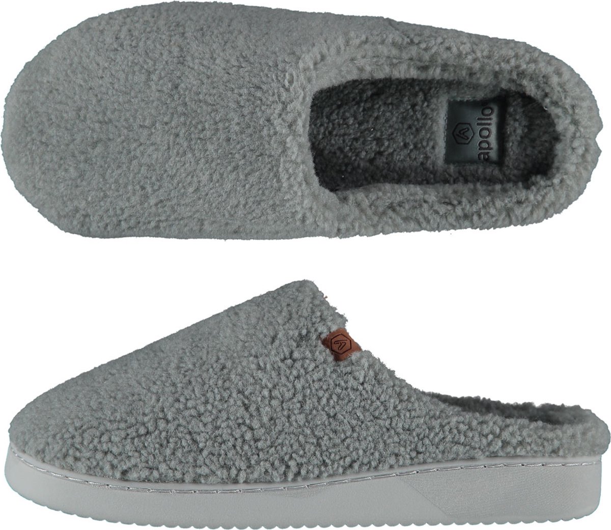 Apollo Sloffen Pantoffels heren Pantoffels Sloffen heren Instap sloffen Teddy Wol Grijs