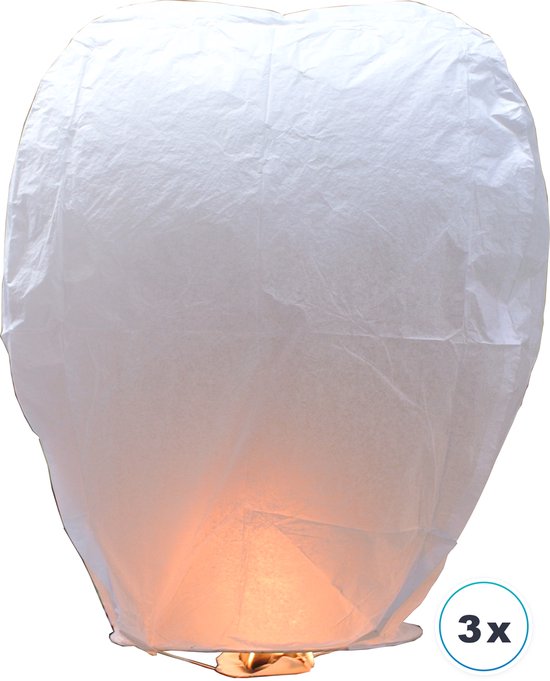 VOLANTERNA: 3 Grote witte wensballonnen vliegende papieren lantaarns ufo ballon zweeflantaarn Wish lantaarn wens ballon wensballon