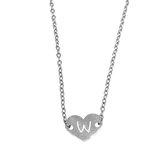 Letter ketting hartje - initiaal W - Zilver - 40 cm