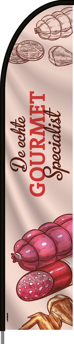 Beachflag - De Echte Gourmet Specialist - Vlag + Hengelsysteem + Draagtas - Actievlag.nl
