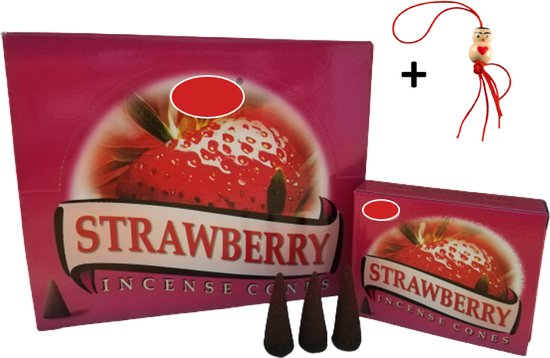2 Pakjes - Wierook - Wierookkegeltjes - Kegeltjes - Kegels - Incense Cones - Aardbei - Strawberry - 20 Kegeltjes + Gelukspoppetje