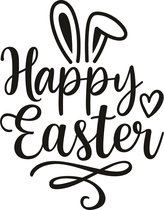 Raamsticker Happy Easter - herbruikbare sticker - statisch folie - Easter - lente - Vrolijk Pasen - zwart