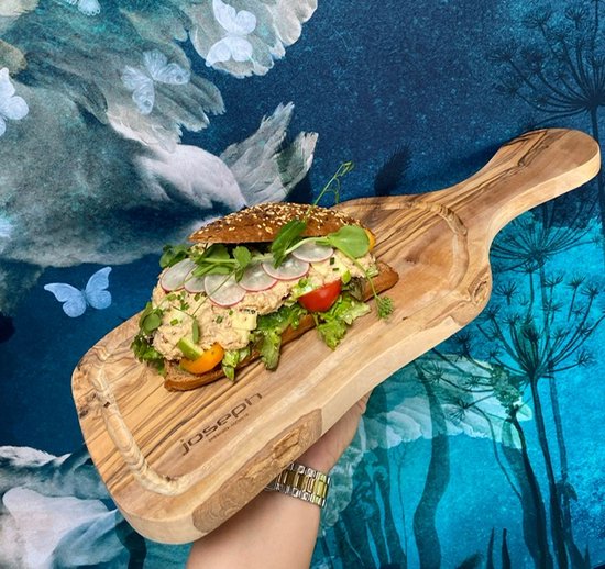 Yakelos Pure Olive Wood - Planche de service - Planche à boire - Planche à tapas - Bois d'olivier - 40-45cm