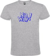 Grijs t-shirt tekst met 'NO WAY'  print Blauw size L