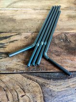 100 stuks 4 mix kleuren papieren rietjes gestreept 6 mm x 200 mm (FSC) drinkrietjes / mixed colours paper straws - 100% afbreekbaar