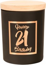 Verjaardag - Geurkaars - Black/Rose - Happy Birthday - 21 jaar - Giftbox wit/goud - In cadeauverpakking