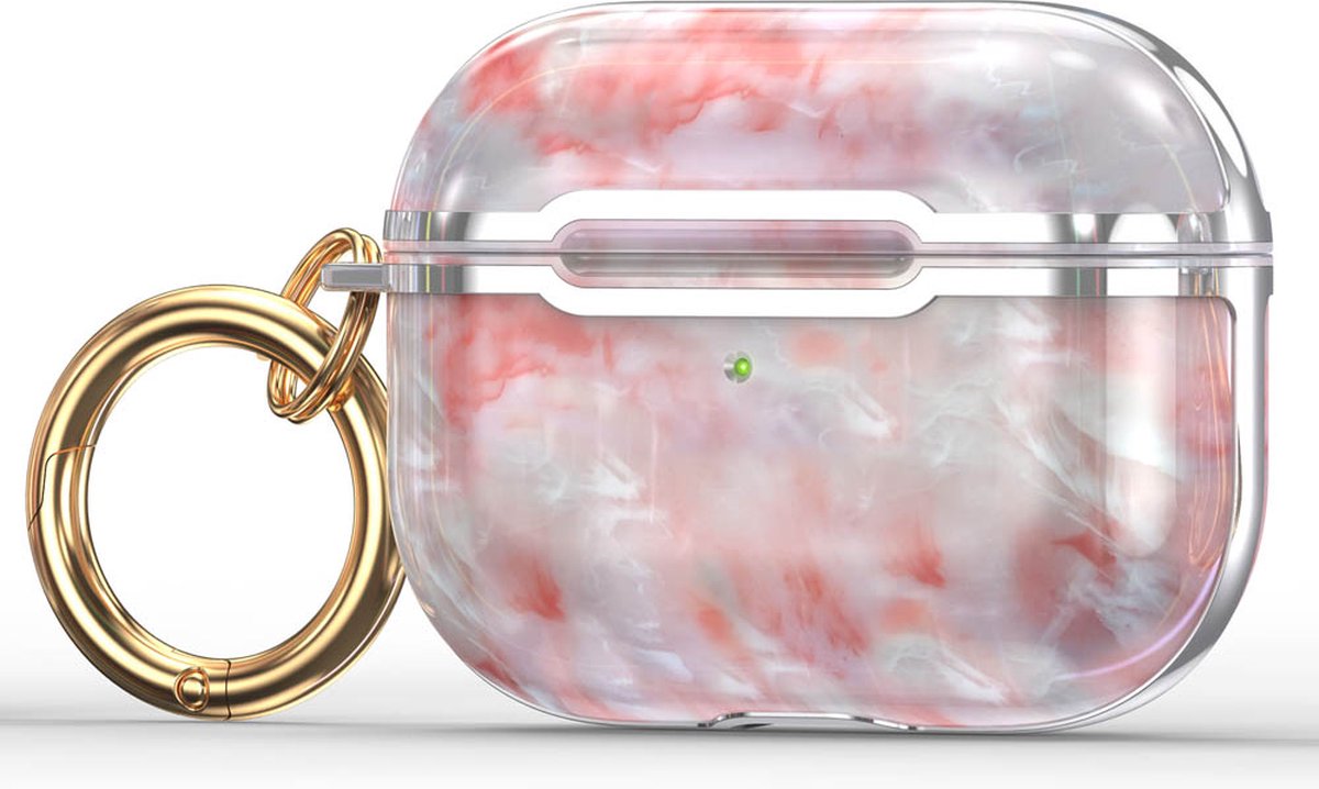 Case cover - Apple Airpods 3 - roze zilver - siliconen marmer patroon