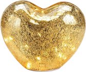 Love - Liefde - Valentijn - Hart - Goud-glazen hart met 20 LED en timer