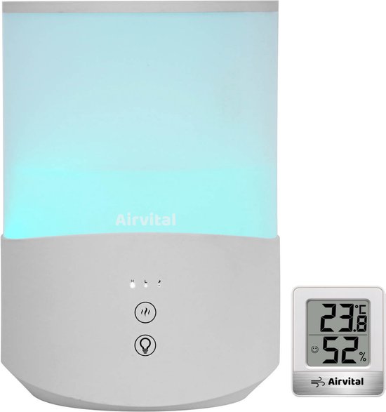 Airvital - Luchtbevochtiger met Hygrometer 2.5L - Aromatheraphie - Babykamer - Slaapkamer
