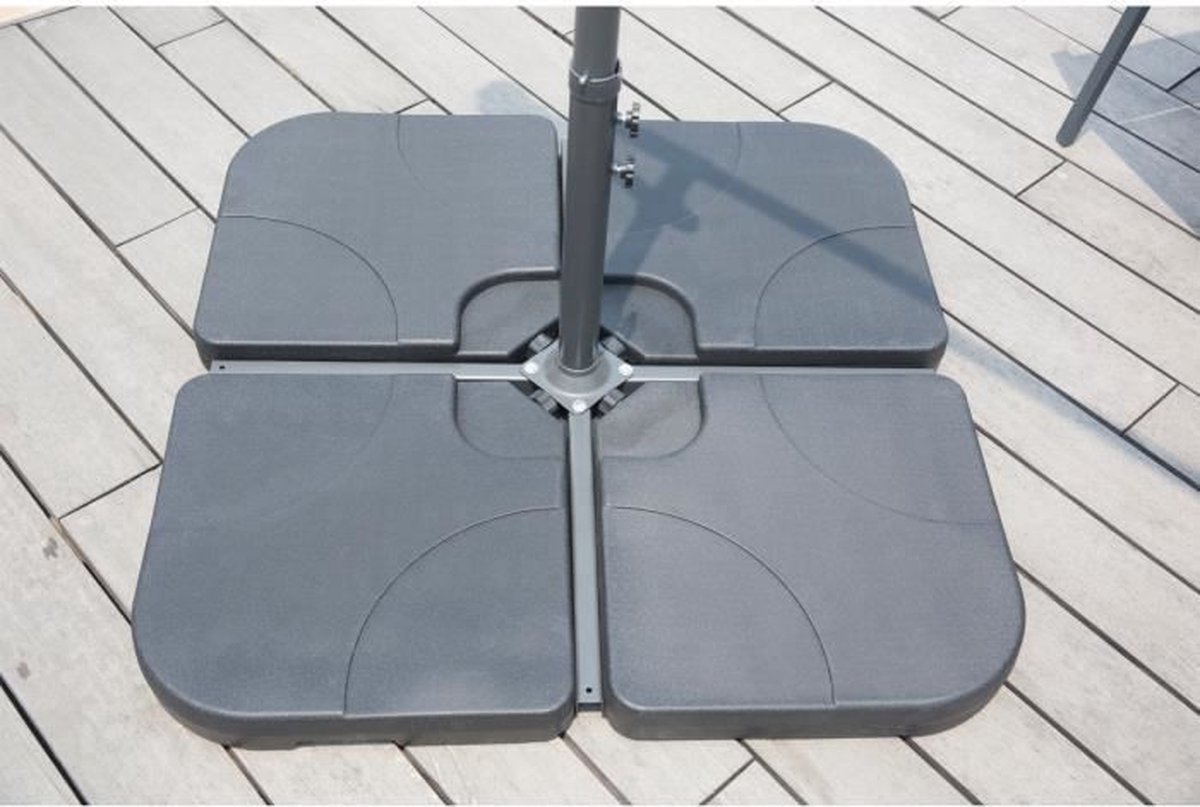 Set van 4 tegels 15 L met ballast voor parasol - 50 x 50 x 7 cm - HDPE - Zwart