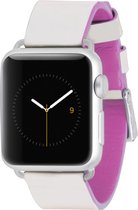 Case Mate Edged Strap Leren Bandje Geschikt voor Apple Watch Series 6 (40mm) - Wit / Roze