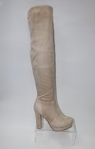 Overknee - Dames - Beige - Maat 37 - Kunstsuede