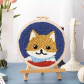 Crea010 – Schattig hondje - Borduurpakket | Starterskit | Alles inbegrepen | Patroon | Borduurring | Borduurgaren | Voor volwassen | Punch needle | Creatief | Hobby | Borduren | Ontstressen