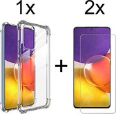 Samsung A82 Hoesje - Samsung Galaxy A82 5G Hoesje shock proof case transparant hoesjes cover hoes - 2x Samsung A82 screenprotector