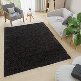 Tapiso Essence Vloerkleed Antraciet Hoogpolig Shaggy Tapijt Maat- 140x200