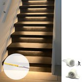 Trapverlichting COB ledstrip - 50cm - Warm Wit - Complete set voor max. 15 treden - Met bewegingssensoren