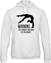 Sparkle&Dream - Trui ‘Warning Gymnast’ Wit - 104 - voor turnen en gymnastiek