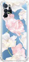 GSM Hoesje OPPO A54s | A16 | A16s Leuk TPU Back Cover met transparante rand Mooie Bloemen
