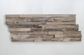 Houtstrip Teakhout Plank 3D Shell Weathered Gunsmoked Grijs - Gerecycled - 50x20x1-3cm