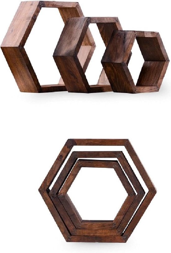 Hexagone en bois, différents tailles, décoration murale, table