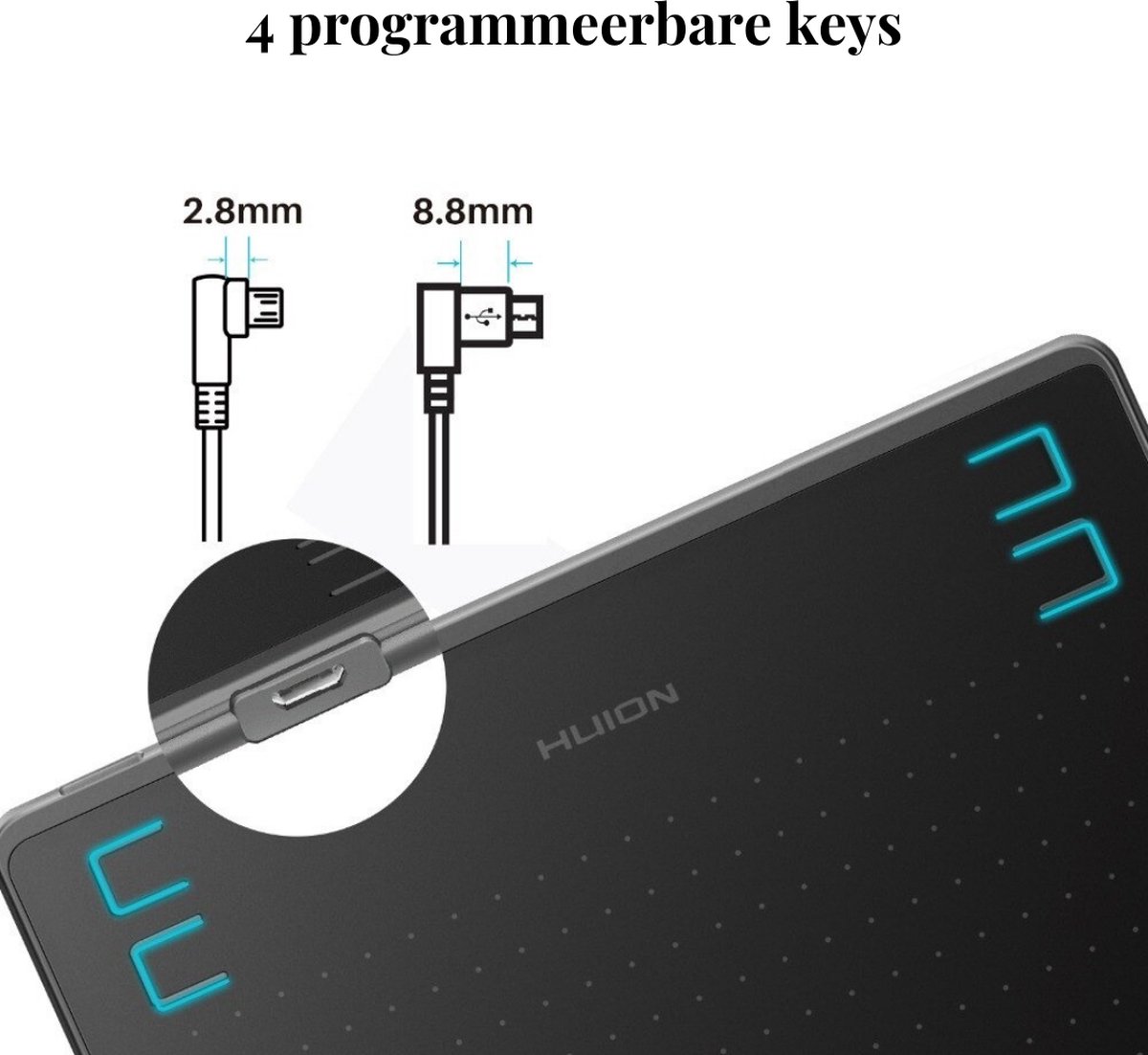 Huion® Tekentablet HS64 - Grafisch Tablet - Tablet voor Mac, Pc, Chromebook en Android - 20 centimeter