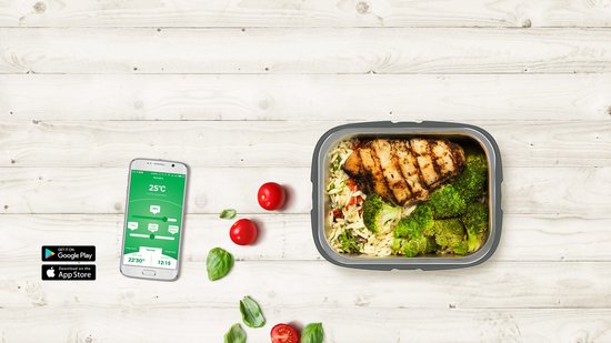 Boîte à lunch électrique Faitron Heatsbox Style - Boîte à lunch - Adultes - Acier inoxydable - Différents compartiments - Avec application smartphone - 220v - Pour repas chauds