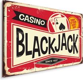 Schilderij - Casino Black Jack, Vintage Bord, premium Print op Canvas