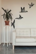 BT Home - Geometrische Wanddecoratie - wandecoratie woonkamer - 4 stuks Geometrische Vliegende Vogels - Houten Dieren - Wanddecoratie Industrieel- Zwart - Houten art - Muurdecorati