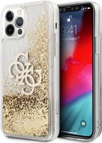 Guess Big 4G Logo Liquid Glitter Case - Apple iPhone 12 Pro Max (6.7") - Goud
