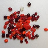 Glaskralen mix assortiment glass rood, 25 gram