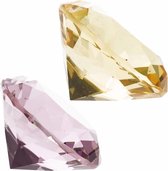 Nep edelstenen/diamanten van glas 4 cm doorsnede geel en roze - decoratie of speelgoed