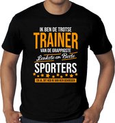 Grote maten Trotse trainer van de beste sporters cadeau t-shirt zwart voor heren -  kado voor een sport / trainer XXXL