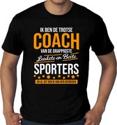Grote maten Trotse coach van de beste sporters cadeau t-shirt zwart voor heren -  kado voor een sport / coach XXXXL