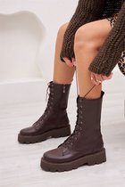 Riyon - bruine dames veterboots/ laars  - Maat 39