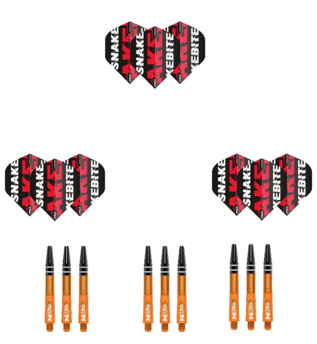 Red Dragon Flights & Shafts Combo 7 Snakebite Red