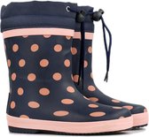 *gevoerd* FashionBootZ regenlaarsjes met stippen Navy - Roze-21.5