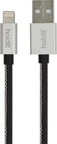 Holdit - Usb kabel, selected lightning 1m, zwart/zilver