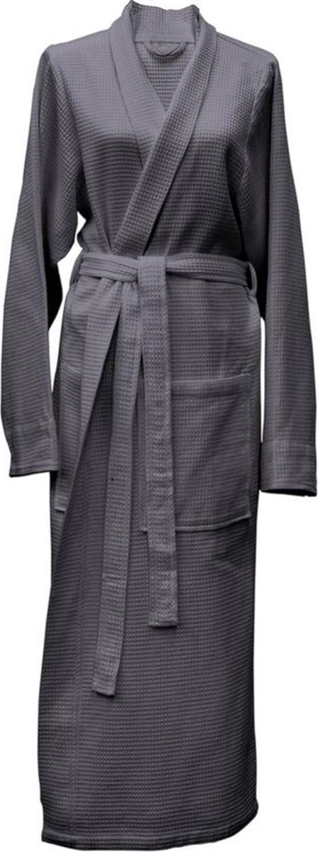 Heckett & Lane luxe waffelstructuur katoen badjas - s - antraciet