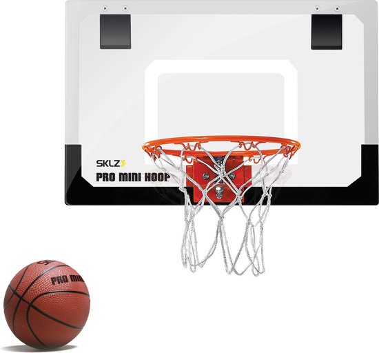 SKLZ Pro Mini Hoop – Indoor Basketbal Set – Inclusief 13 cm Mini Hoop Basketbal en 23 cm “Break-Away” Pro-Grade Ring met Stalen Veer – Basketbalbord – Schuim Gevoerde Kant op de Deur – Basket
