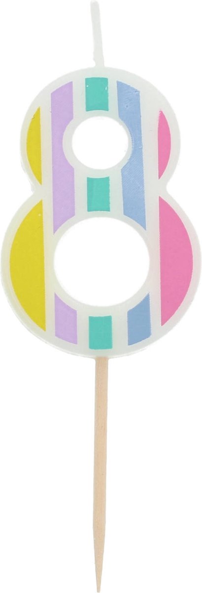 Folat - Kaars Pastel meerkleurig - cijfer 8