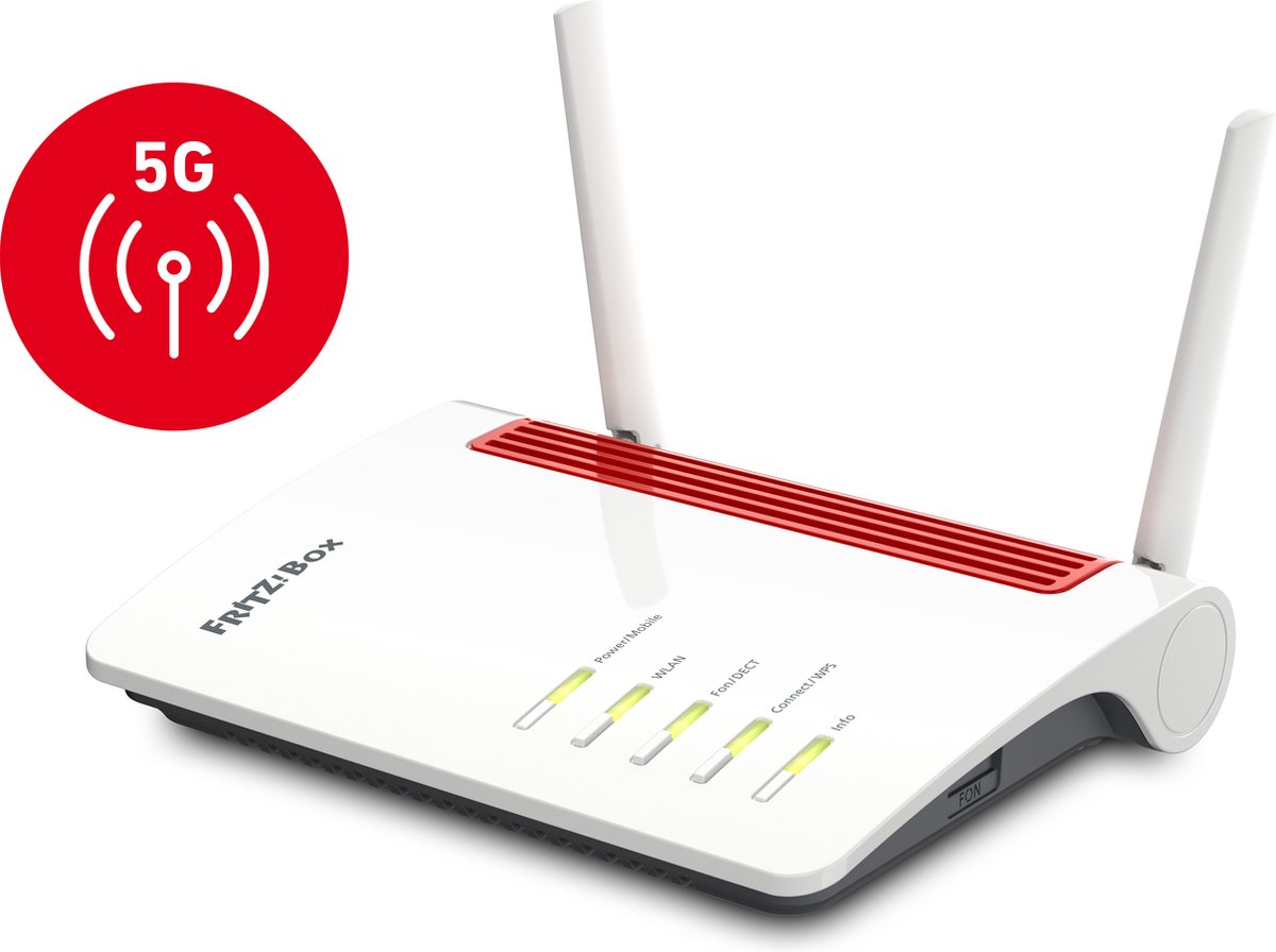 FRITZ!Box 6850 5G - Router - Mesh Master - 3G-4G-5G - Dual-Band - WiFi 5 - 400 - 866 Mbps - Internationaal model – foto 2