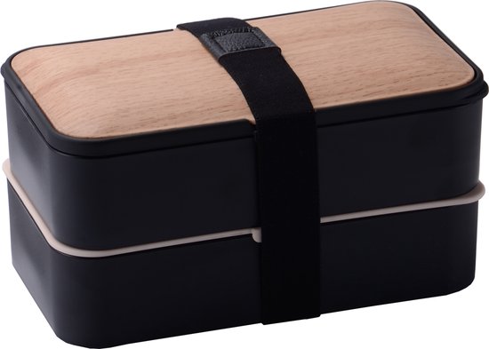 zanger kant visueel Japanse lunchbox- zwart | Bento lunchbox | Bento Box Set incl. bestekhouder  | Met... | bol.com