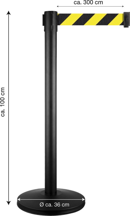 in-liner - potelet barrière - ruban acier noir jaune/noir 3 mètres - 11 kg  - garantie... | bol.com