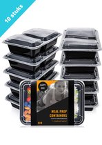 Meal Prep Bakjes - 10 Stuks - 2 Compartimenten - Diepvriesbakjes - Lunchbox - Vershouddoos - Vershoudbakjes - Plasticbakjes Met Deksel - Maaltijdbakjes - 1200ml - BPA vrij - Happy Boxen