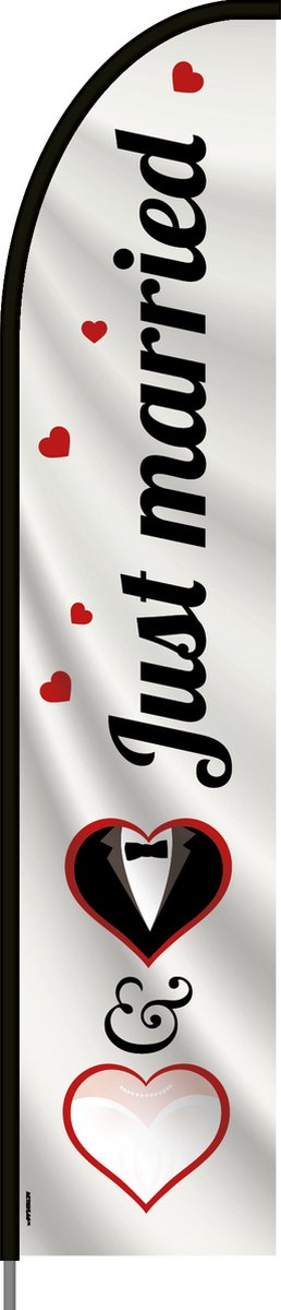 Beachflag - Just Married - Vlag + Hengelsysteem + Draagtas - Actievlag.nl