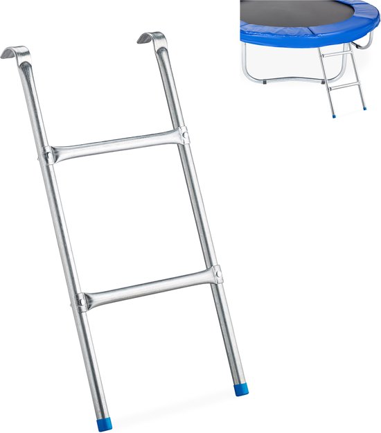 trampoline ladder - 76 x 38 cm - 2 tredes - trapje - zilver
