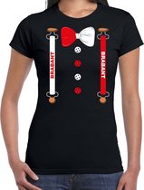 Carnaval t-shirt Brabant bretels en strik voor dames - zwart - Noord-Brabant Carnavalsshirt / verkleedkleding S