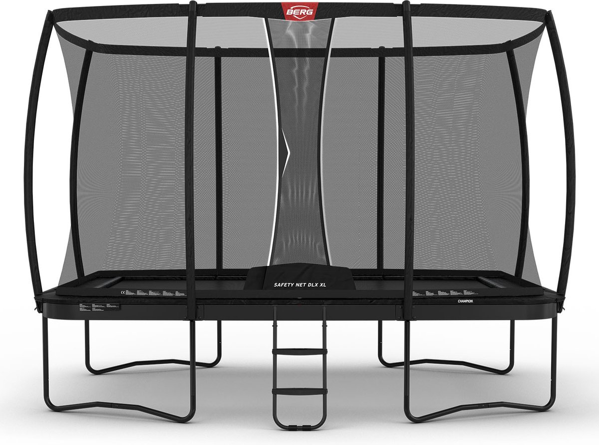 BERG trampoline rechthoekig Champion Regular zwart 410 cm met veiligheidsnet deluxe XL